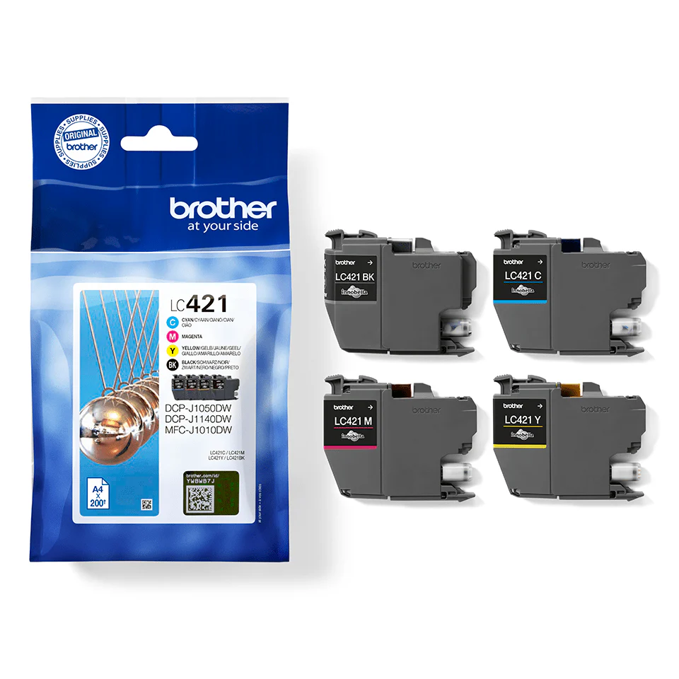 סט 4 ראשי דיו מקוריים Brother LC421 - Image 3