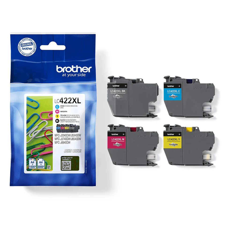 סט 4 ראשי דיו מקוריים Brother LC422XL - Image 3