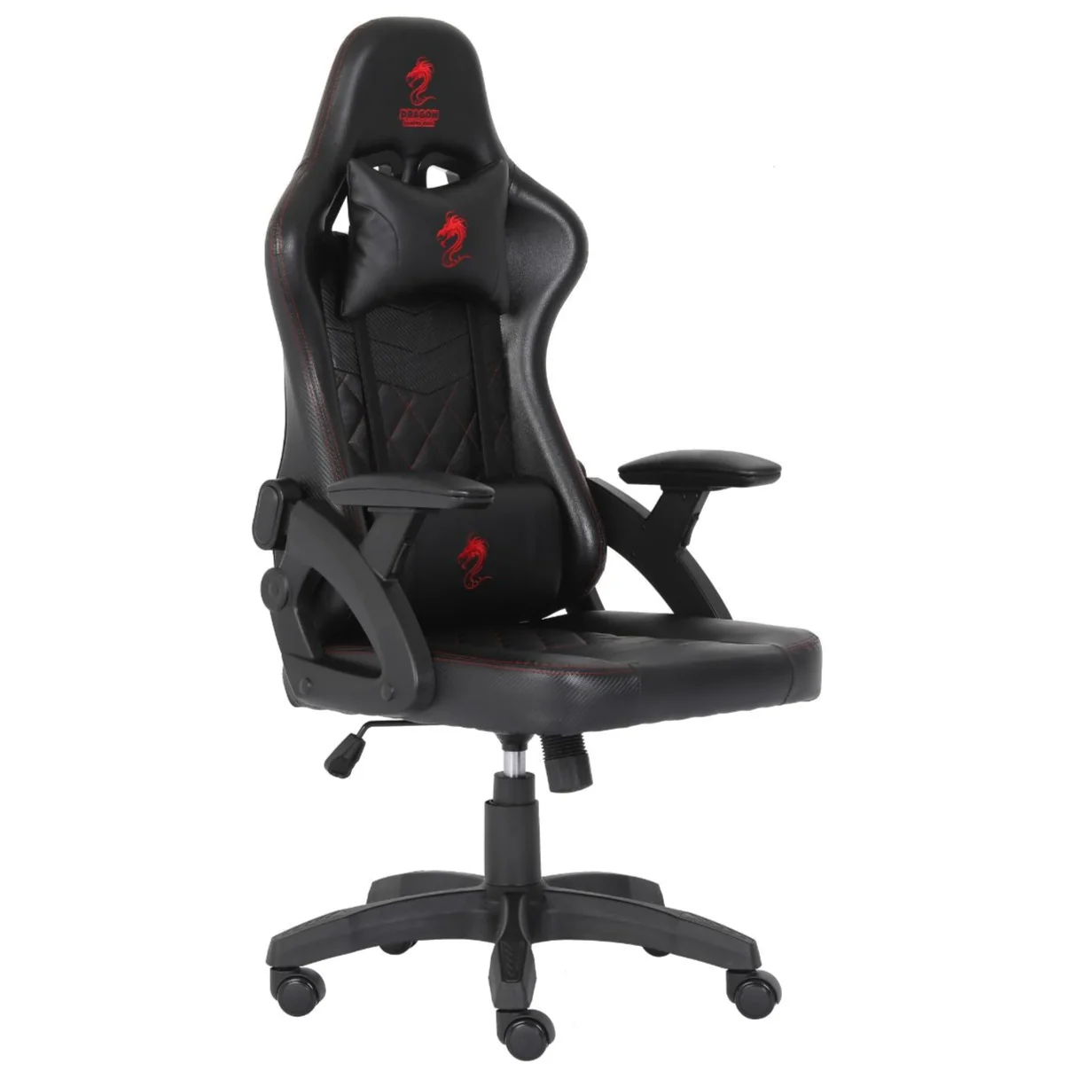 כיסא גיימינג דמוי עור תפירה באדום-Dragon Ace Pro - Image 2