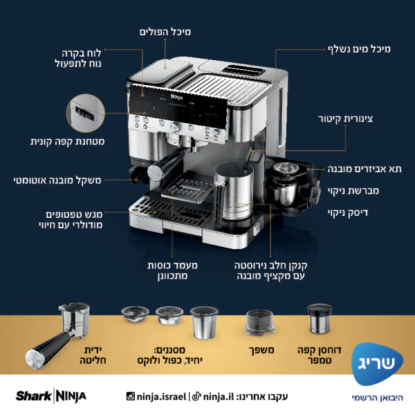 מכונת אספרסו חצי אוטומטית Ninja Luxe Cafe ES601 - Image 2