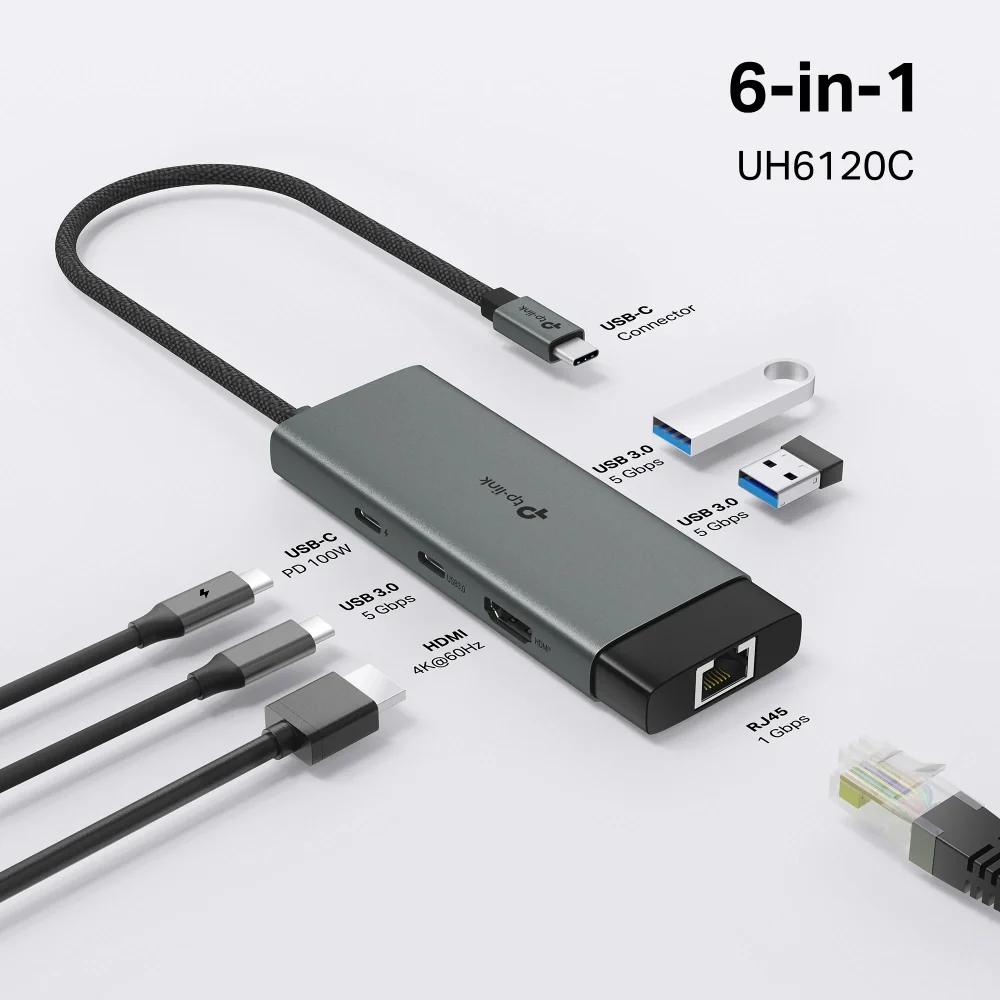 UH6120C רכזת USB Type-C 6-in-1 Hub Tp-Link - Image 4